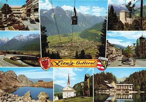 AK / Ansichtskarte  Lienz__Tirol_AT Stadtplatz Iselsberg Passstrasse Laserzsee mit Karlsbader Huette Zettersfeldbahn Wallfahrtskirche Maria Lavant Schloss Bruck Stadtplatz Tristachersee