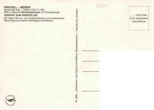 AK / Ansichtskarte  Warmensteinach Firma Kristall Moeser Kristallglas Schleiferei Details