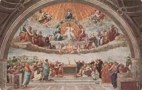 AK / Ansichtskarte  RAFFAEL_RAFFAELLO_RAPAHEL_Kuenstlerkarte La Disputa Fresco Vaticano Roma 