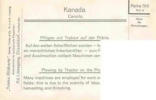 AK / Ansichtskarte  Traktor Pfluegen auf der Praerie Kanada