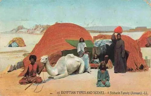 AK / Ansichtskarte  Types_d_Orient_Nr. Egyptian Scenes A Bisharin Family Assuan Kamel