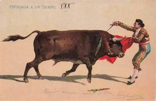 AK / Ansichtskarte  Stierkampf_Corrida_de_Toros_Bullfight-- Estocada aun Tiempo 