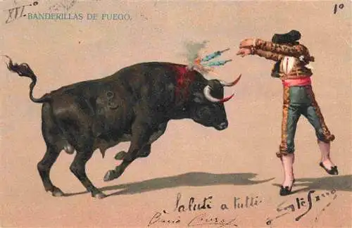 AK / Ansichtskarte  Stierkampf_Corrida_de_Toros_Bullfight-- Banderillas de Fuego 