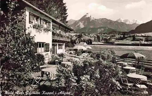 AK / Ansichtskarte  Kappel_Allgaeu_Pfronten_Bayern Wald Cafe Pfronten mit Saeuling und Zugspitze