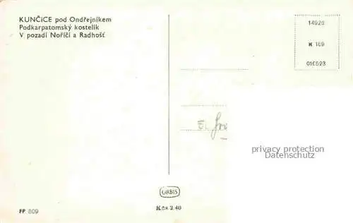 AK / Ansichtskarte  Kuncice_pod_Ondrejnikem_Kuntschitz_CZ Podkarpoatomsky kostelik V pozai Norici a Radhost