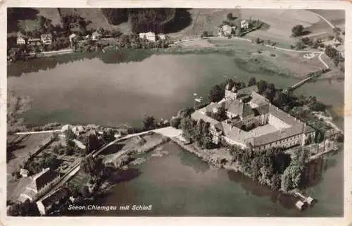 AK / Ansichtskarte  Seeon_Klostersee Fliegeraufnahme mit Schloss