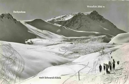 AK / Ansichtskarte  Weissfluhjoch_2663m_GR Parsennabfahrt Weissfluhjoch Kueblis Blick auf die Weissfluh