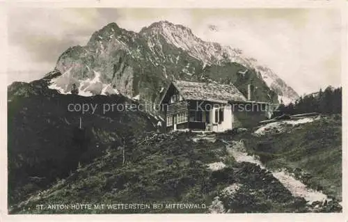 AK / Ansichtskarte  St-Anton-Huette_Kranzberghaus_1392m_Mittenwald_Bayern mit Wetterstein