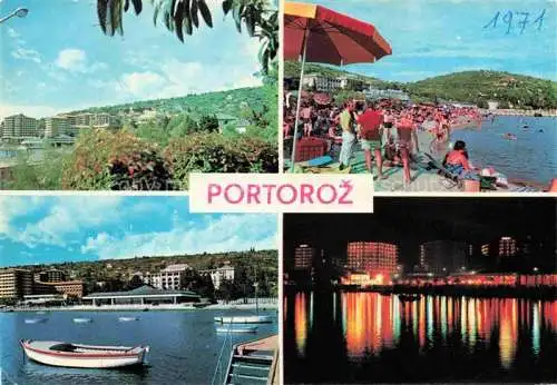 AK / Ansichtskarte  Portoroz_Portorose_Piran_Istrien_Slovenia Panorama Strandpartien Nachtaufnahme