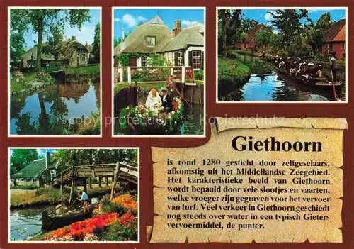 AK / Ansichtskarte  Giethoorn_Overijssel_NL Teilansichten Haeuser am Kanal Kaehne Hochzeit