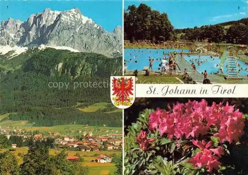 AK / Ansichtskarte  St_Johann_Tirol_AT Panorama Kaisergebirge Freibad Alpenflora