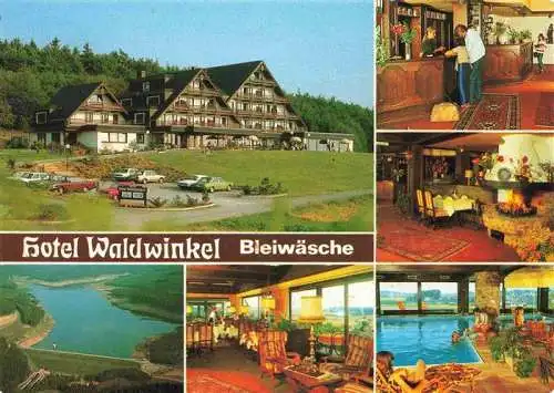 AK / Ansichtskarte  Bleiwaesche Hotel Waldwinkel Rezeption Gastraeume Hallenbad Fliegeraufnahme