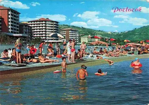 AK / Ansichtskarte  Portoroz_Portorose_Piran_Istrien_Slovenia Strandpartie