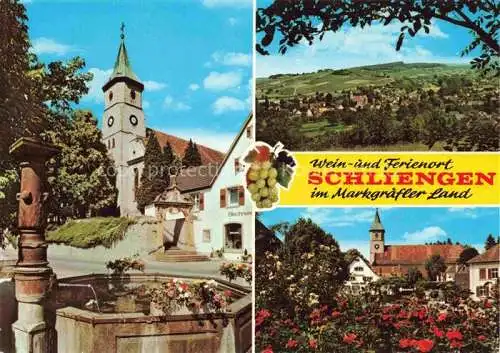 AK / Ansichtskarte  Schliengen Brunnen Kirche Panorama