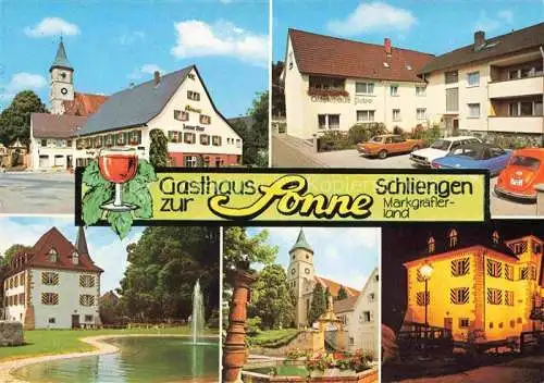 AK / Ansichtskarte  Schliengen Gasthaus zur Sonne mit Gaestehaus Petra Teich Fontaene Brunnen