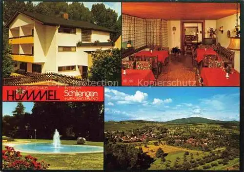 AK / Ansichtskarte  Schliengen Gaestehaus Hummel Gastraum Brunnen Park Panorama