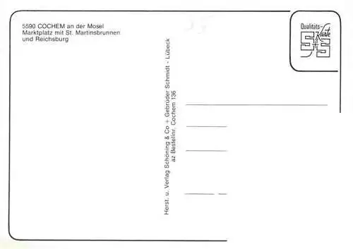 AK / Ansichtskarte  Cochem_Kochem_Mosel Marktplatz mit St Martinsbrunnen und Reichsburg