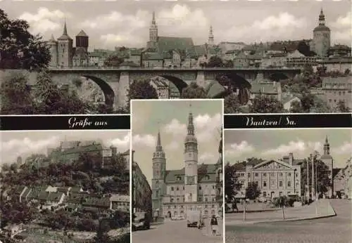 AK / Ansichtskarte  Bautzen_Sachsen Panorama Ortenburg Theater mit Lauenturm und Turm des Petridomes mit Rathaus