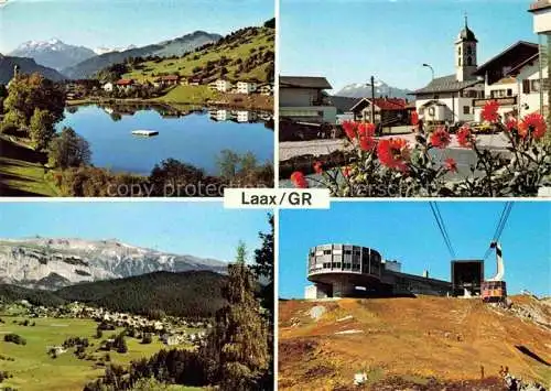 AK / Ansichtskarte  Laax_Surselva_GR Panorama See Blick gegen Piz Ault Ringelspitze Flimserstein Dorfpartie Crap Sogn Gion