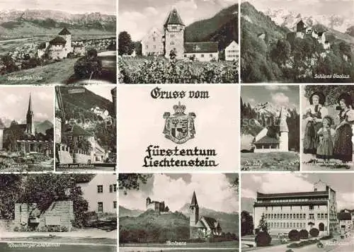 AK / Ansichtskarte  Vaduz_Liechtenstein_FL und Umgebung Schloss Rotes Haus Trachten Rheinberger Denkmal Balzers Rathaus Kirche