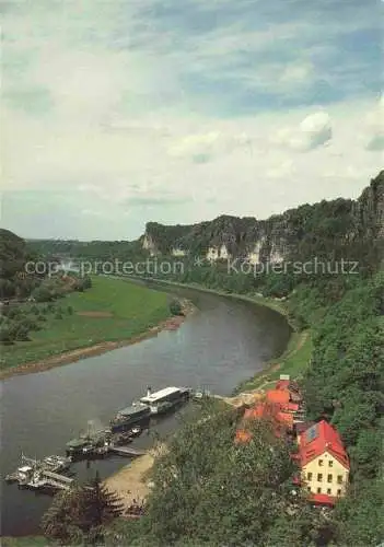 AK / Ansichtskarte  Rathen_Saechsische Schweiz Panorama Blick auf den Kurort an der Elbe Elbsandsteingebirge