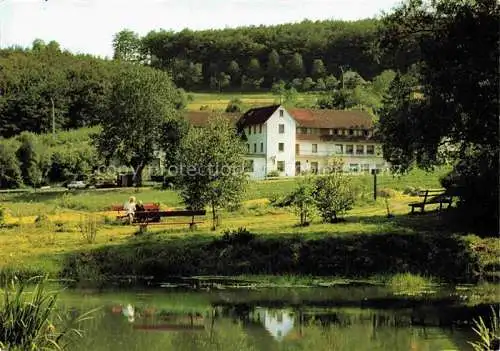 AK / Ansichtskarte  Linderhofe Hotel Pension Zur Burg Sternberg Teich