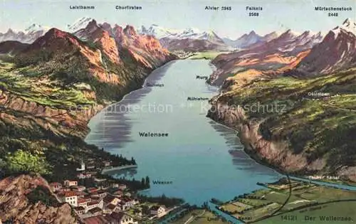 AK / Ansichtskarte  Walensee_Wallensee_SG Panoramakarte