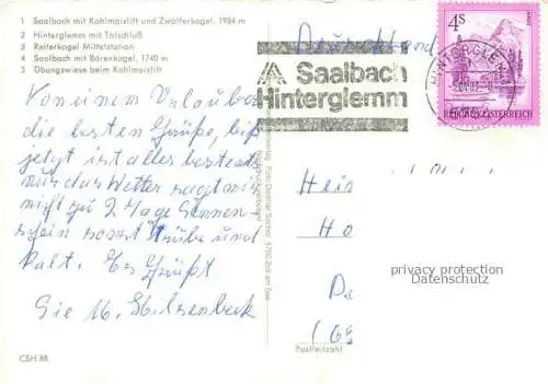 AK / Ansichtskarte  Saalbach_-Hinterglemm_AT mit Kohlmaislift und Zwoelferkogel Talschluss Reiterkogel Mittelstation Baerenkogel uebungswiese beim Kohlmaislift