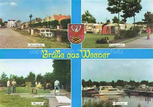 AK / Ansichtskarte  Weener_Ems_Leer_Niedersachsen Gewerbestrasse Minigolf Campingplatz Bootshafen