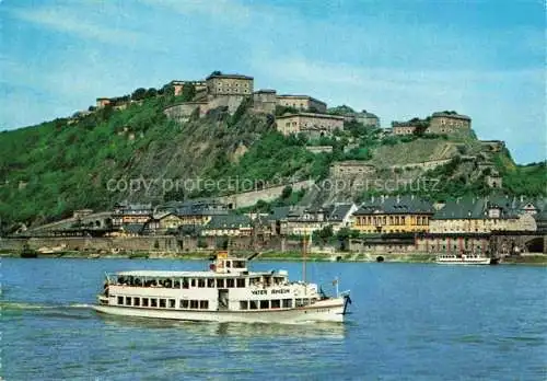 AK / Ansichtskarte  Ehrenbreitstein_Koblenz Festung Rheinpartie Rheindampfer