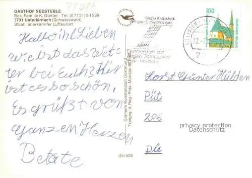 AK / Ansichtskarte  Unterkirnach Fliegeraufnahme mit Gasthof Seestueble