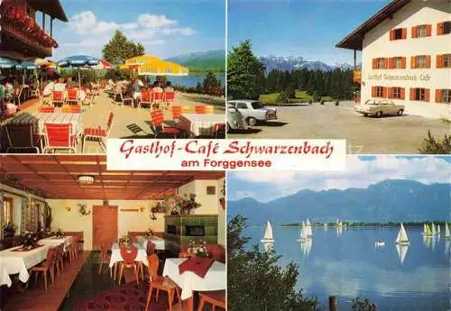 AK / Ansichtskarte  Dietringen_Forggensee Gasthof Cafe Schwarzenbach am Forggensee Terrasse Gastraum