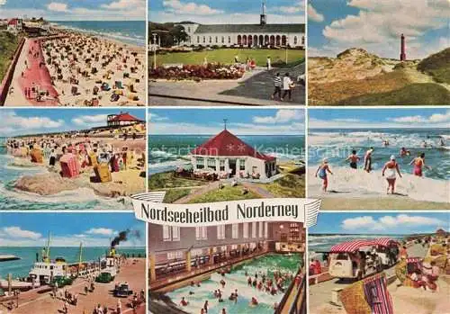 AK / Ansichtskarte  NORDERNEY_Nordseebad Strandpartien Leuchtturm Wellenbad Gaststaette