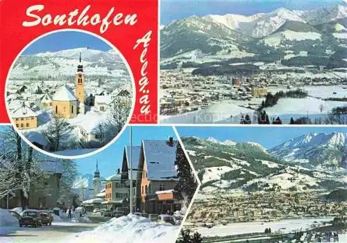 AK / Ansichtskarte  Sonthofen__Oberallgaeu Kirche Panorama Ortspartie 