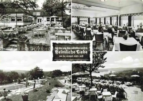 AK / Ansichtskarte  Baldeneysee_Essen Cafe Restaurant Heimliche Liebe Gastraeume Terrasse Minigolfplatz