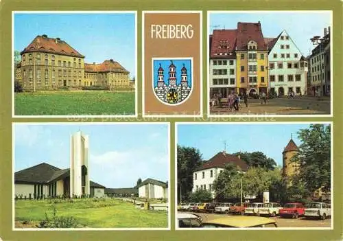 AK / Ansichtskarte  Freiberg__Sachsen Bergakademie Karl Kegel Bau Obermarkt Mormonen Tempel Amtshaeuschen am Schloss Freudenstein