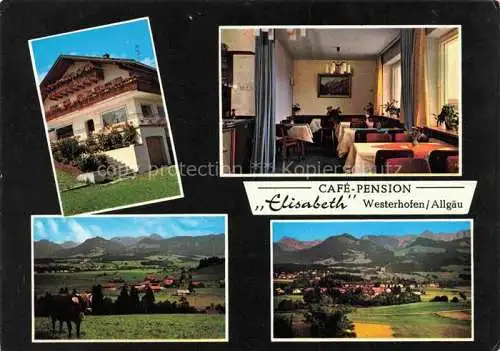 AK / Ansichtskarte  Westerhofen_Ofterschwang Cafe Pension Elisabeth Gastraum Panorama