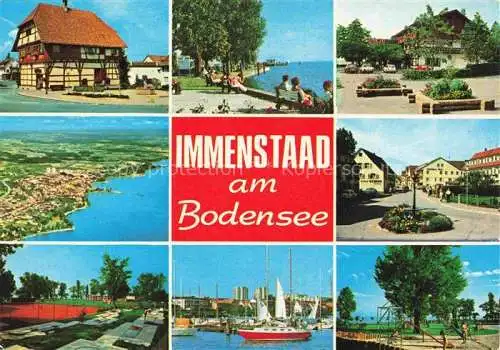 AK / Ansichtskarte  Immenstaad_Bodensee Orts und Teilansichten Fliegeraufnahme Tennisplatz Bodensee Hafen