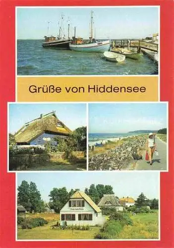 AK / Ansichtskarte  Vitte_Hiddensee Hafen Blaue Scheune Duenendamm Dreimaederlhaus