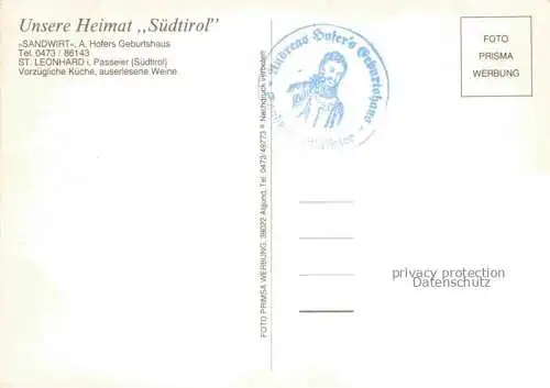 AK / Ansichtskarte  St_Leonhard_in_Passeier_San_Leonardo_in_Passiria_Bolzano_IT Panorama Sandwirt Gastraum Brotzeit