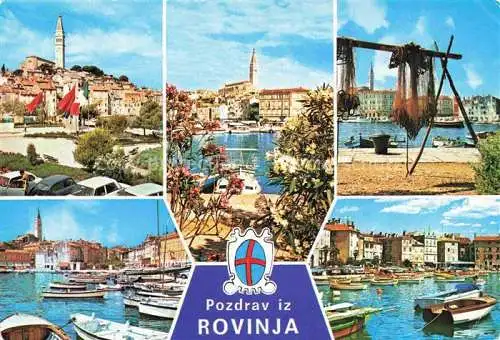 AK / Ansichtskarte  Rovinja_Rovinj_Rovigno_Istrien_Croatia Panorama Fischernetze Hafenpartien