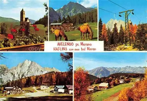 AK / Ansichtskarte  Avelengo-Falzeben_Hafling_Merano_IT Kirche Pferde Sessellift Panorama