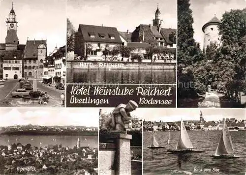 AK / Ansichtskarte  ueberlingen_Bodensee_BW Hotel Weinstube Reichert Muenster Stadtgartn Alpenblick Seeblick