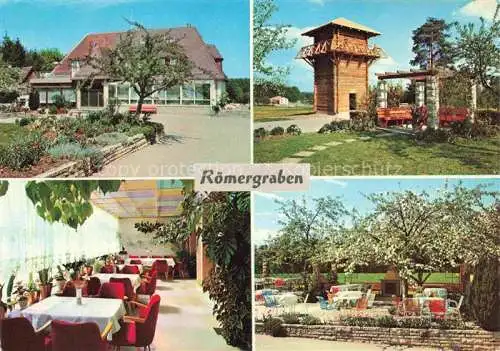 AK / Ansichtskarte  Geisselhardt Cafe Pension Roemergraben am Limes Turm Gastraum Terrasse