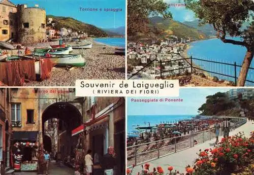 AK / Ansichtskarte  LAIGUEGLIA_Savona_Liguria_IT Torrione e spiaggia Panorama Passeggiata di Ponente Interno del Paeso