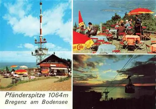 AK / Ansichtskarte  Bregenz_Vorarlberg_Bodensee Gaststaette Fernmeldeturm Terrasse Seilbahn