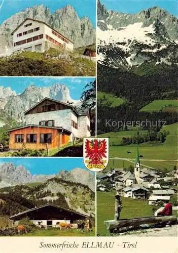 AK / Ansichtskarte  Ellmau_Elmau_Tirol_AT Gruttenhuette Gaudeamushuette Wochenbrunnalm Panorama mit Wildem Kaiser