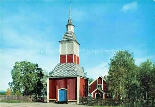 AK / Ansichtskarte  Jukkasjaervi_Sweden Kyrka och klockstapel