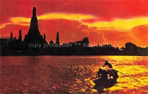 AK / Ansichtskarte  Bangkok_Thailand Wat Aroon Temple of Dawn while Sun set