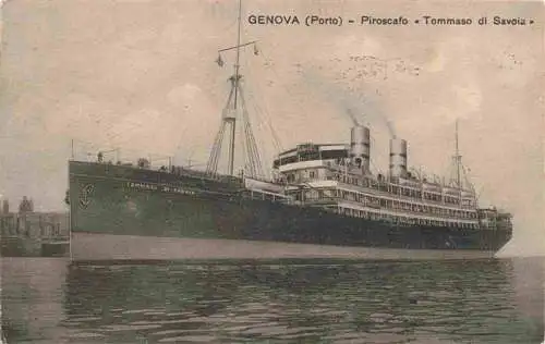 AK / Ansichtskarte  Dampfer_Oceanliner Genova Porto Piroscafo Tommaso di Savoia